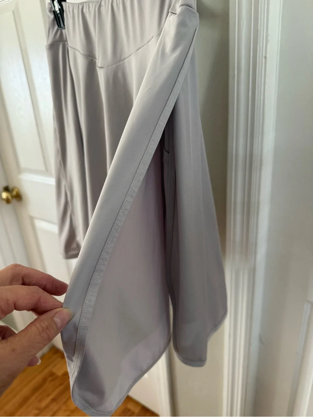 Flowy Light Gray A-Line Skirt with Subtle V-Waist Seam